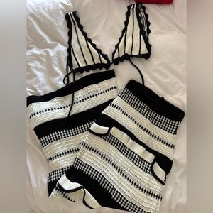 PrettyLittleThing and Meshki Monochrome Crochet Bikini